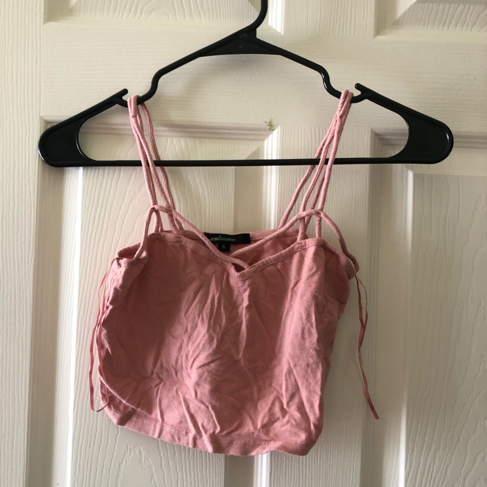 cropped pink tank top